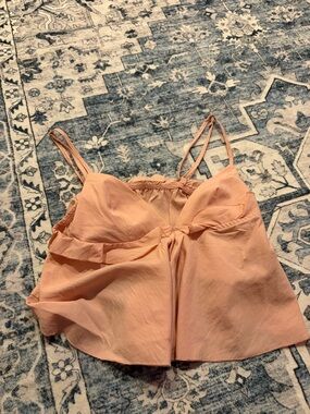 Peach Tie-Front Spaghetti Strap Camisole